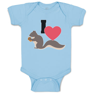 Baby Clothes I Love Cute Squirrel Eating Acorn Wild Animal Baby Bodysuits Cotton