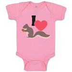 Baby Clothes I Love Cute Squirrel Eating Acorn Wild Animal Baby Bodysuits Cotton