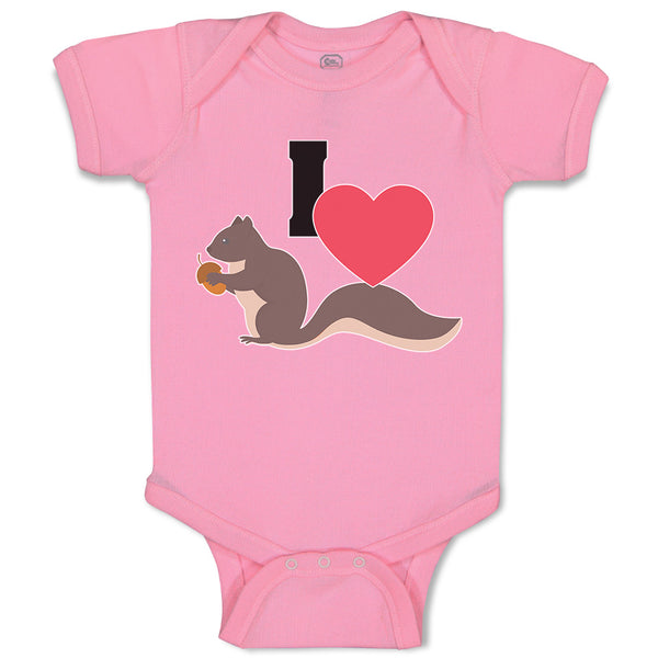 Baby Clothes I Love Cute Squirrel Eating Acorn Wild Animal Baby Bodysuits Cotton