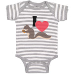 Baby Clothes I Love Cute Squirrel Eating Acorn Wild Animal Baby Bodysuits Cotton
