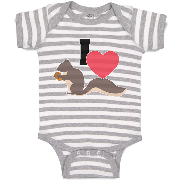 Baby Clothes I Love Cute Squirrel Eating Acorn Wild Animal Baby Bodysuits Cotton