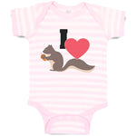 Baby Clothes I Love Cute Squirrel Eating Acorn Wild Animal Baby Bodysuits Cotton