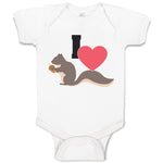 Baby Clothes I Love Cute Squirrel Eating Acorn Wild Animal Baby Bodysuits Cotton