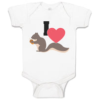 Baby Clothes I Love Cute Squirrel Eating Acorn Wild Animal Baby Bodysuits Cotton