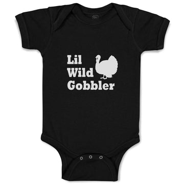 Baby Clothes Lil Wild Gobbler Silhouette of Turkey Bird Thanksgiving Day Cotton