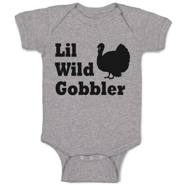 Baby Clothes Lil Wild Gobbler Silhouette of Turkey Bird Thanksgiving Day Cotton