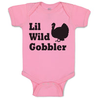 Baby Clothes Lil Wild Gobbler Silhouette of Turkey Bird Thanksgiving Day Cotton
