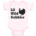 Baby Clothes Lil Wild Gobbler Silhouette of Turkey Bird Thanksgiving Day Cotton