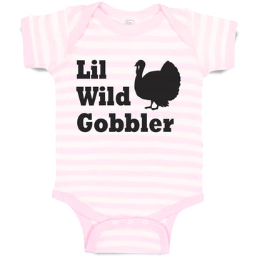 Baby Clothes Lil Wild Gobbler Silhouette of Turkey Bird Thanksgiving Day Cotton
