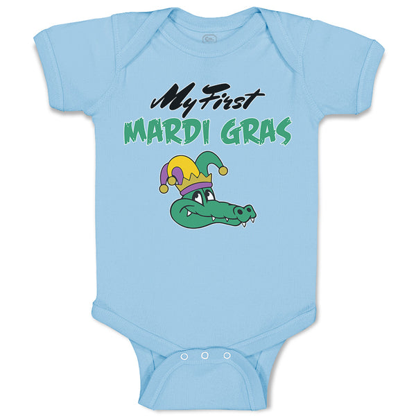Baby Clothes My First Mardi Gras Celebration Usa Crocodile Head with Hat Cotton