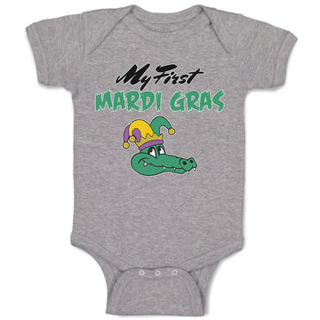 Baby Clothes My First Mardi Gras Celebration Usa Crocodile Head with Hat Cotton