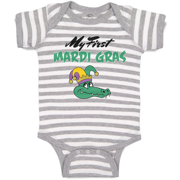 Baby Clothes My First Mardi Gras Celebration Usa Crocodile Head with Hat Cotton