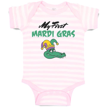 Baby Clothes My First Mardi Gras Celebration Usa Crocodile Head with Hat Cotton