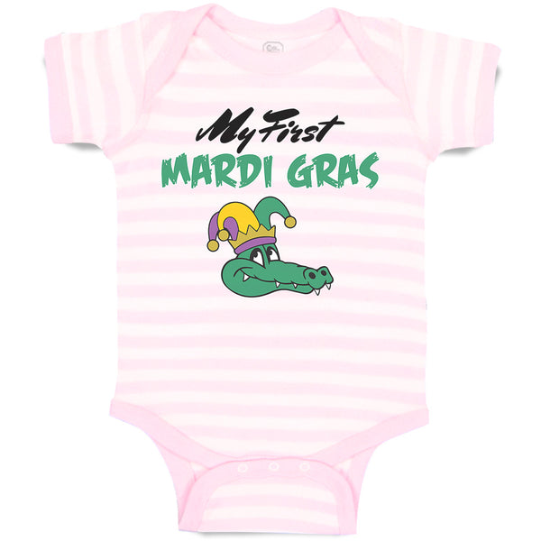 Baby Clothes My First Mardi Gras Celebration Usa Crocodile Head with Hat Cotton