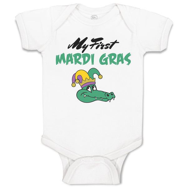 Baby Clothes My First Mardi Gras Celebration Usa Crocodile Head with Hat Cotton