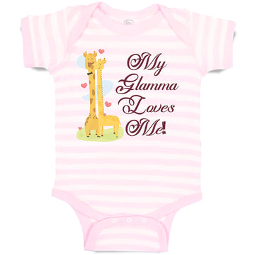 Baby Clothes Glamma Loves Me! Cute Giraffes Hearts Feeling Closed Eyes Cotton