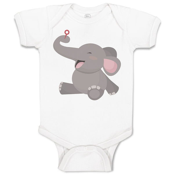 Baby Clothes Cute Baby Elephant Sitting and Playing with It's Trunk Cotton