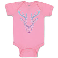 Baby Clothes Color Abstract Reindeer Head, Face and Horns Baby Bodysuits Cotton