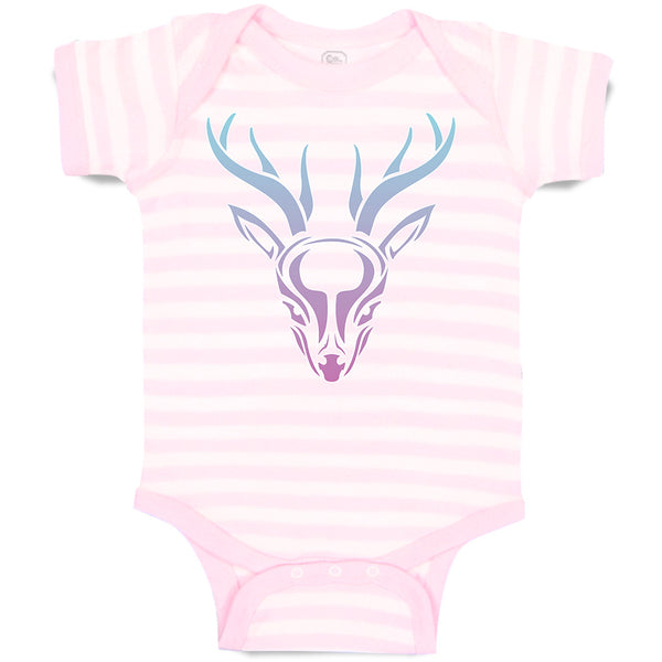 Baby Clothes Color Abstract Reindeer Head, Face and Horns Baby Bodysuits Cotton