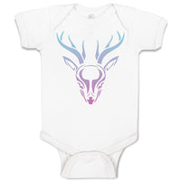 Baby Clothes Color Abstract Reindeer Head, Face and Horns Baby Bodysuits Cotton