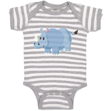 Baby Clothes Rhinoceros Grazing in An Open Field and 1 Horned Unicornis Cotton