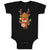 Baby Clothes Merry Christmas Cute Deer Wearing Scarf and Holding Star Cotton