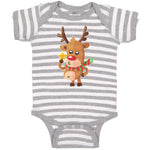 Baby Clothes Merry Christmas Cute Deer Wearing Scarf and Holding Star Cotton