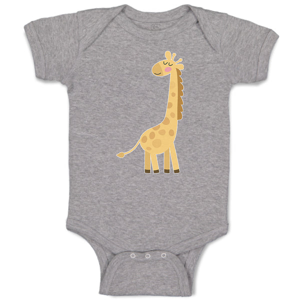 Baby Clothes Cute Giraffe Turning Side View with Closed Eyes Baby Bodysuits