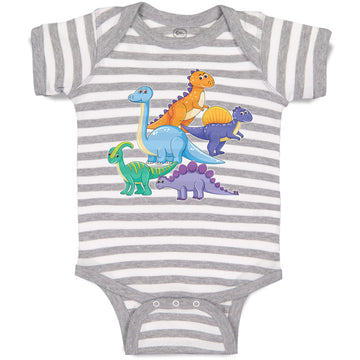 Baby Clothes Dinosaur Buddies Rex, Triceratops Stegosaurus Baby Bodysuits Cotton