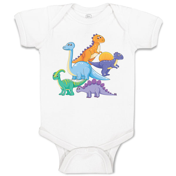 Baby Clothes Dinosaur Buddies Rex, Triceratops Stegosaurus Baby Bodysuits Cotton