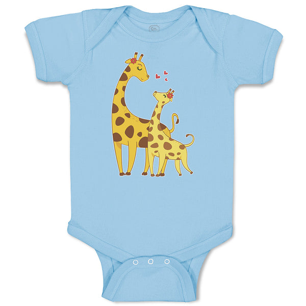 Baby Clothes Giraffe's Love for Her Baby with Flowers on Their Ears Cotton