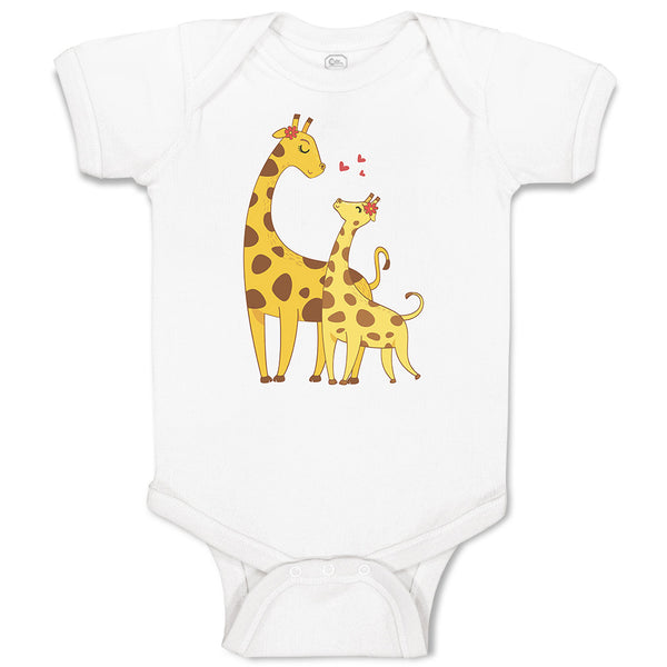 Baby Clothes Giraffe's Love for Her Baby with Flowers on Their Ears Cotton