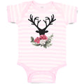 Baby Clothes Abstract Flowers Silhouette Deer Head with Horns Baby Bodysuits