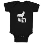Baby Clothes Black Silhouette of A Rooster Standing on 1 Leg Baby Bodysuits