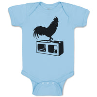 Baby Clothes Black Silhouette of A Rooster Standing on 1 Leg Baby Bodysuits