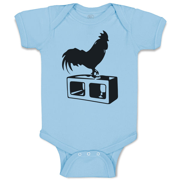 Baby Clothes Black Silhouette of A Rooster Standing on 1 Leg Baby Bodysuits