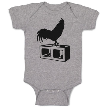 Baby Clothes Black Silhouette of A Rooster Standing on 1 Leg Baby Bodysuits
