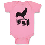 Baby Clothes Black Silhouette of A Rooster Standing on 1 Leg Baby Bodysuits