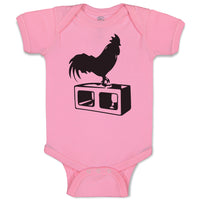 Baby Clothes Black Silhouette of A Rooster Standing on 1 Leg Baby Bodysuits