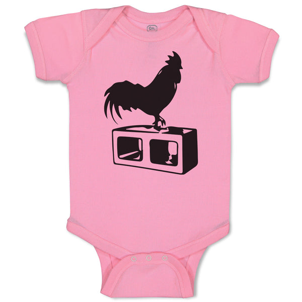 Baby Clothes Black Silhouette of A Rooster Standing on 1 Leg Baby Bodysuits