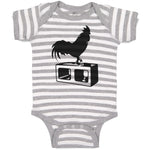 Baby Clothes Black Silhouette of A Rooster Standing on 1 Leg Baby Bodysuits
