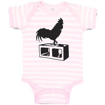 Baby Clothes Black Silhouette of A Rooster Standing on 1 Leg Baby Bodysuits
