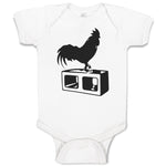 Baby Clothes Black Silhouette of A Rooster Standing on 1 Leg Baby Bodysuits