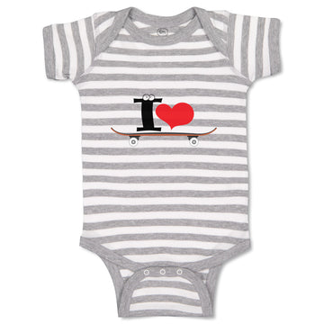 Baby Clothes I Love Skateboard Skater Sport Baby Bodysuits Boy & Girl Cotton