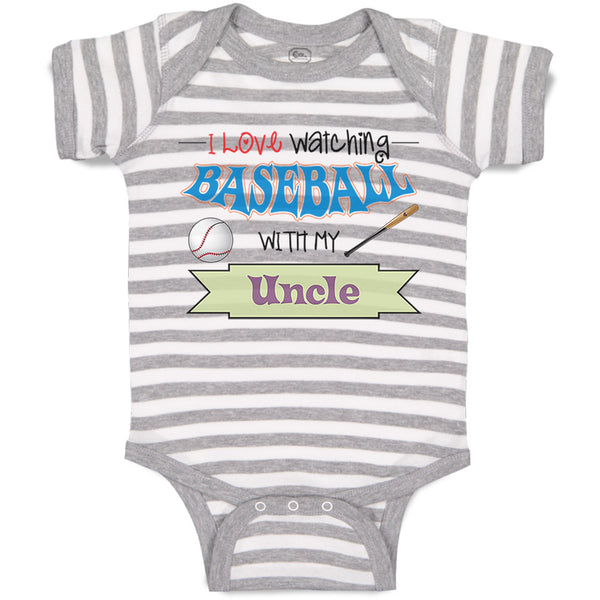 Baby Clothes I Love Watching Baseball with My Uncle Baseball Baby Bodysuits