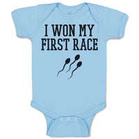 Baby Clothes I Won My Race Silhouette Sperm Icon Runs Towards Egg Baby Bodysuits