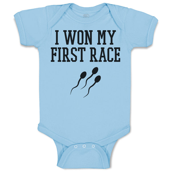 Baby Clothes I Won My Race Silhouette Sperm Icon Runs Towards Egg Baby Bodysuits