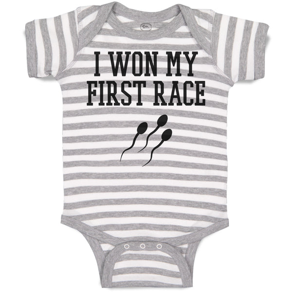 Baby Clothes I Won My Race Silhouette Sperm Icon Runs Towards Egg Baby Bodysuits