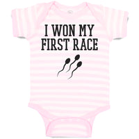 Baby Clothes I Won My Race Silhouette Sperm Icon Runs Towards Egg Baby Bodysuits