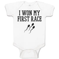 Baby Clothes I Won My Race Silhouette Sperm Icon Runs Towards Egg Baby Bodysuits